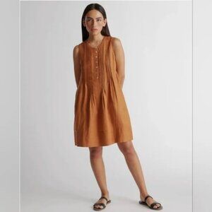 QUINCE Terracotta 100% European Linen Sleeveless Swing Dress Size Medium